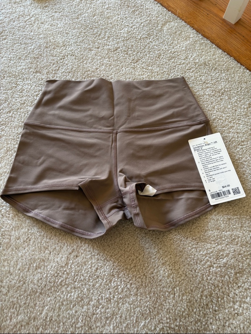NWT Lululemon align high rise short 2 inch inseam taupe size 8